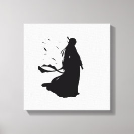 Floating Silence – Minimalist Female Silhouette Canvas Afdruk