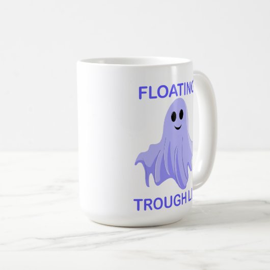 Floating Through Life Cute Ghost Koffiemok (Voorkant rechts)
