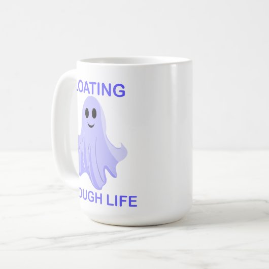 Floating Through Life Cute Ghost Koffiemok (Voorkant links)