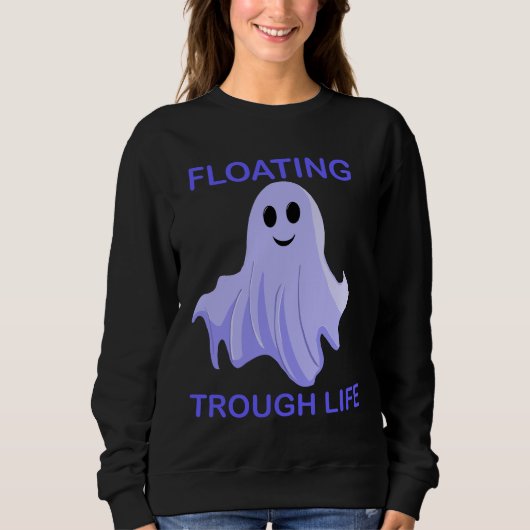 Floating Through Life Cute Ghost Trui (Voorkant)