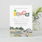 Floating Tubing Party | Waterverf Flowers Kaart (Staand voorkant)