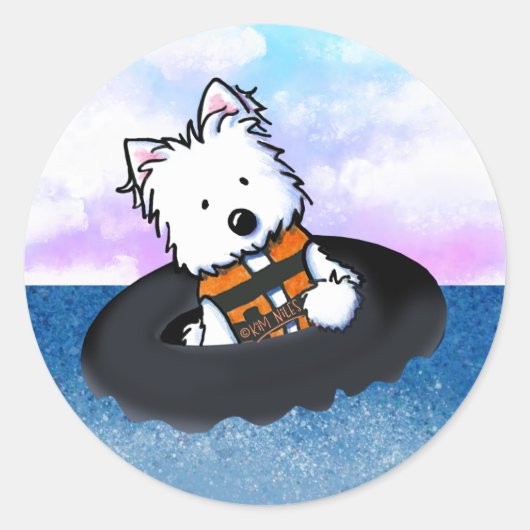 Floating Westie KiniArt Sticker (Voorkant)
