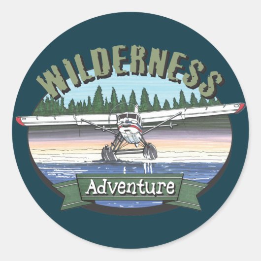 Floatplane Luchtvaart Wilderness Avontuur Ronde Sticker (Voorkant)