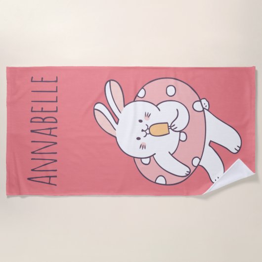 Floaty Bunny Personalize Strandlaken (Voorkant)