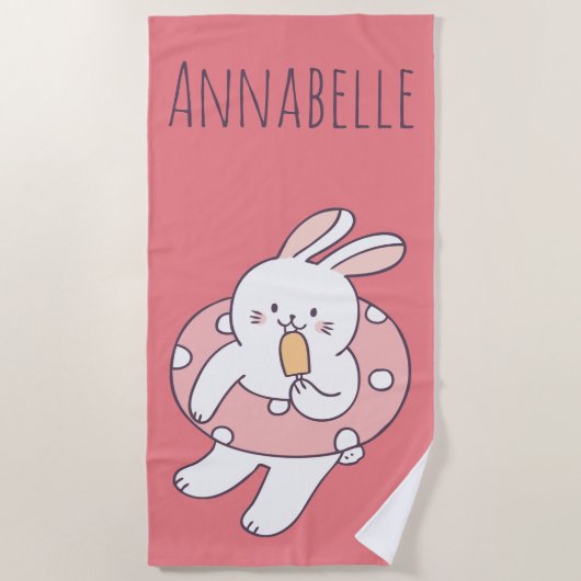 Floaty Bunny Personalize Strandlaken (Voorkant)