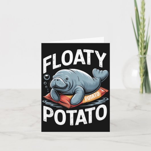 Floaty Tatoes Manatee Funny Sea Cow Ocean Animal L Kaart (Voorkant)