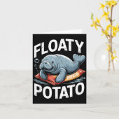 Floaty Tatoes Manatee Funny Sea Cow Ocean Animal L Kaart (Gele Bloem)