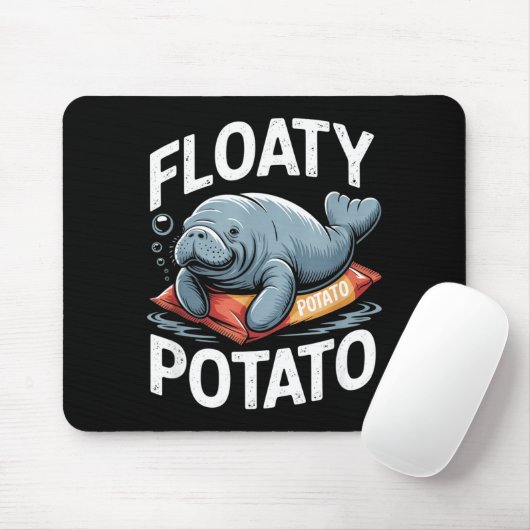 Floaty Tatoes Manatee Funny Sea Cow Ocean Animal L Muismat (Met muis)