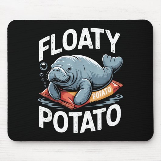Floaty Tatoes Manatee Funny Sea Cow Ocean Animal L Muismat (Voorkant)