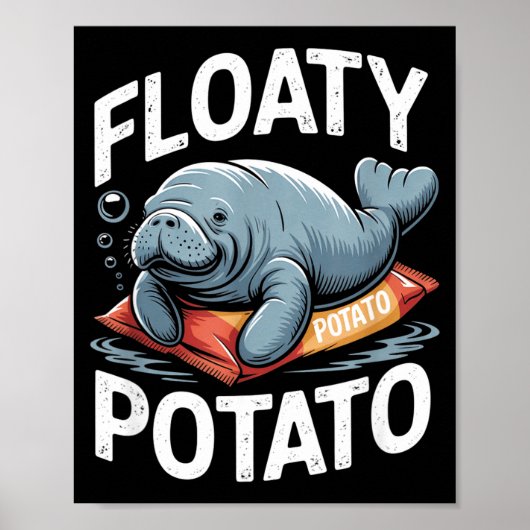 Floaty Tatoes Manatee Funny Sea Cow Ocean Animal L Poster (Voorkant)