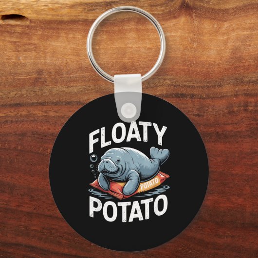 Floaty Tatoes Manatee Funny Sea Cow Ocean Animal L Sleutelhanger (Voorkant)