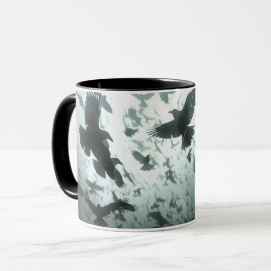 Flock of Crows, Ravens Coffee Mok (Voorkant links)