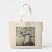 Flock of white & black sheep grote tote bag (Achterkant)