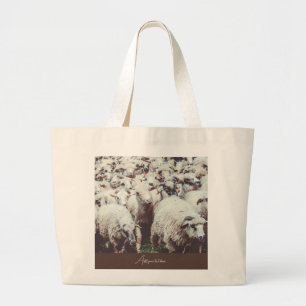 Flock of white & black sheep grote tote bag