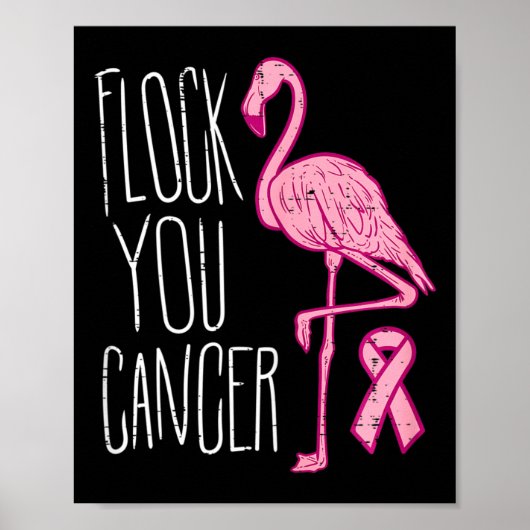 Flock You borstkanker Flamingo roze lint bewust Poster (Voorkant)
