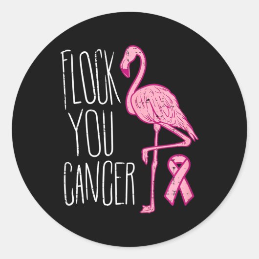 Flock You borstkanker Flamingo roze lint bewust Ronde Sticker (Voorkant)