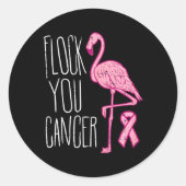 Flock You borstkanker Flamingo roze lint bewust Ronde Sticker (Voorkant)