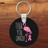 Flock You borstkanker Flamingo roze lint bewust Sleutelhanger (Voorkant)