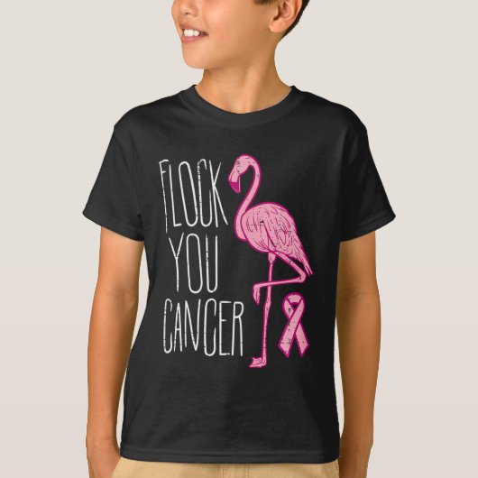Flock You borstkanker Flamingo roze lint bewust T-shirt (Voorkant)