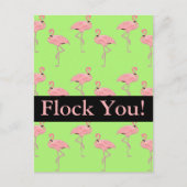 Flock You Roze Flamingo Flocking Party Uitnodiging Briefkaart (Voorkant)