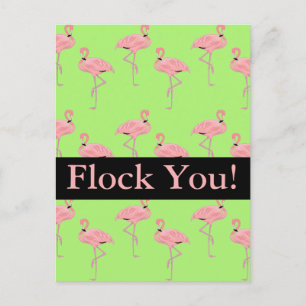 Flock You Roze Flamingo Flocking Party Uitnodiging Briefkaart