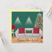 Flocked Tree Christmas Scene Holiday Kaart (Voorkant / Achterkant in situ)