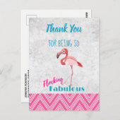 Flocking Fabulous Pink Flamingo Pun Party Bedankt Briefkaart (Voorkant / Achterkant)