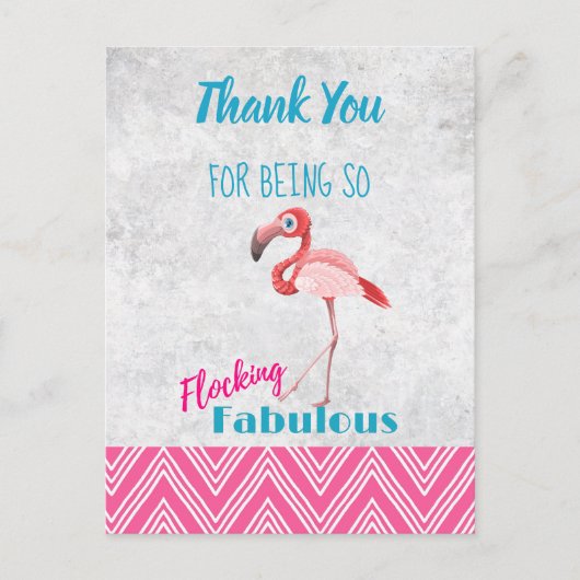 Flocking Fabulous Pink Flamingo Pun Party Bedankt Briefkaart (Voorkant)