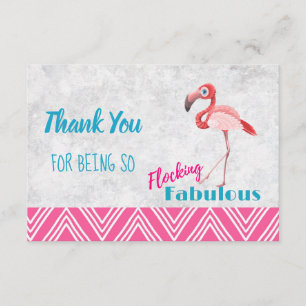 Flocking Fabulous Pun w / Pink Flamingo Dank je Bedankkaart