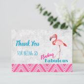 Flocking Fabulous Pun w / Pink Flamingo Dank je Bedankkaart (Staand voorkant)