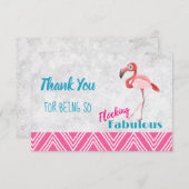 Flocking Fabulous Pun w / Pink Flamingo Dank je Bedankkaart (Voorkant / Achterkant)