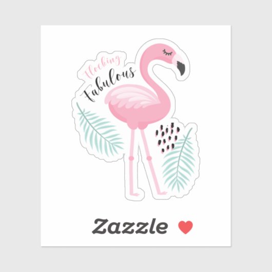 Flocking Fabulous Tropical Pink Flamingo Sticker (Vel)