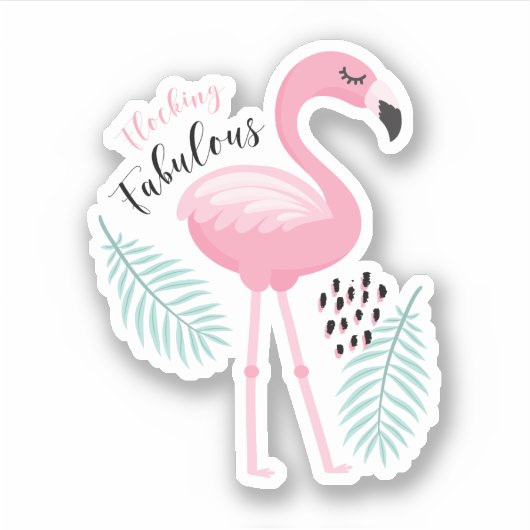Flocking Fabulous Tropical Pink Flamingo Sticker (Voorkant)