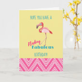 Flocking Fabulous verjaardag Pun w / roze Flamingo Kaart (Gele Bloem)
