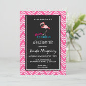 Flocking Fabulous w / Pink Flamingo Verjaardag Kaart (Staand voorkant)