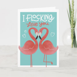 Flocking Love You Flamingo Valentijn Wenskaart Kaart