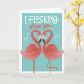 Flocking Love You Flamingo Valentijn Wenskaart Kaart (Gele Bloem)