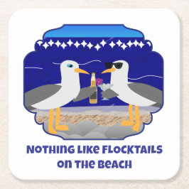Flocktails op het strand Funge zeemeeuw Kartonnen Onderzetters