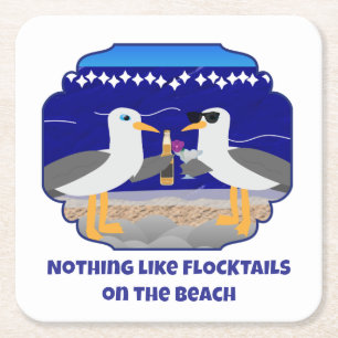 Flocktails op het strand Funge zeemeeuw Kartonnen Onderzetters