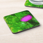 Flodmans Thistle Paarse Wilde Bloem Abstract Drankjes Onderzetter (Linkerzijde)
