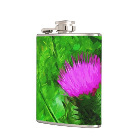 Flodmans Thistle Paarse Wilde Bloem Abstract Heupfles (Links)