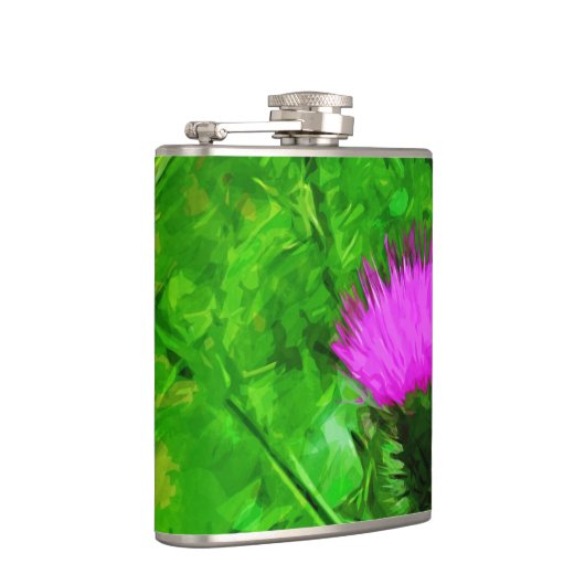 Flodmans Thistle Paarse Wilde Bloem Abstract Heupfles (Rechts)