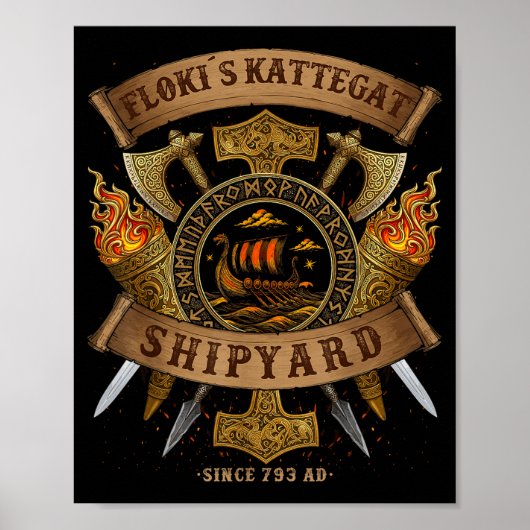 Flokis-scheepswerf Kattegat Vikingschip - Ringerik Poster (Voorkant)