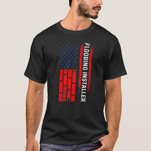 Floor Installer Contractor Usa Vlag Insta T-shirt (Voorkant)