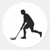 Floorball Player Ronde Sticker (Voorkant)