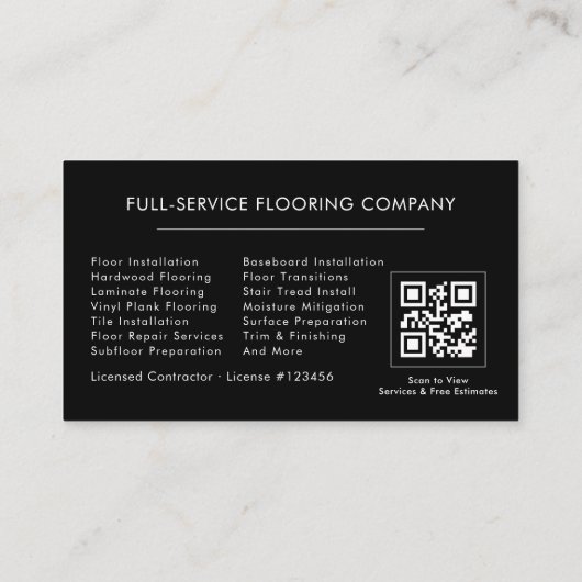 Flooring Installation Service QR Code Visitekaartje (Achterkant)