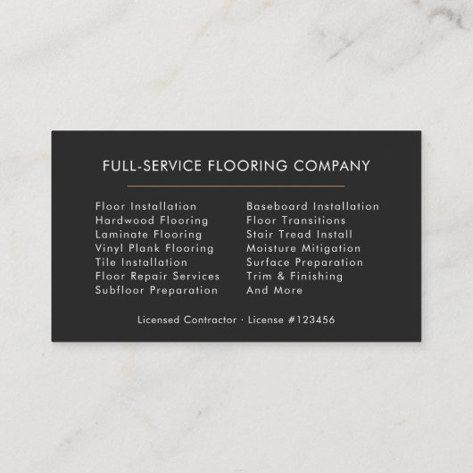 Flooring Services Visitekaartje (Achterkant)
