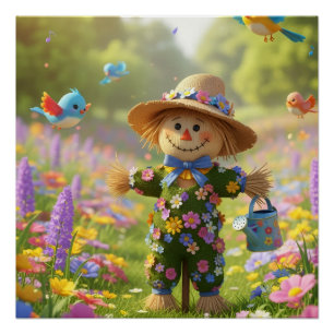 Floowery Scarecrow  Perfect Poster