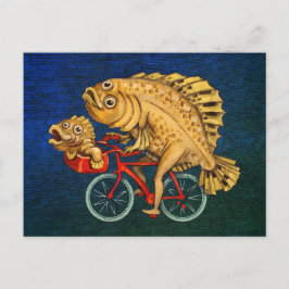 Flopper rijden op een fiets schilderij briefkaart