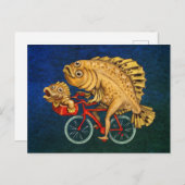 Flopper rijden op een fiets schilderij briefkaart (Voorkant / Achterkant)